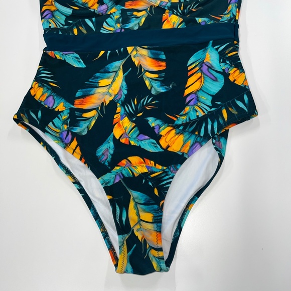 Women’s CUPSHE Teal Floral Print One-Piece Swimsuit  Size XL NWT - Picture 4 of 9